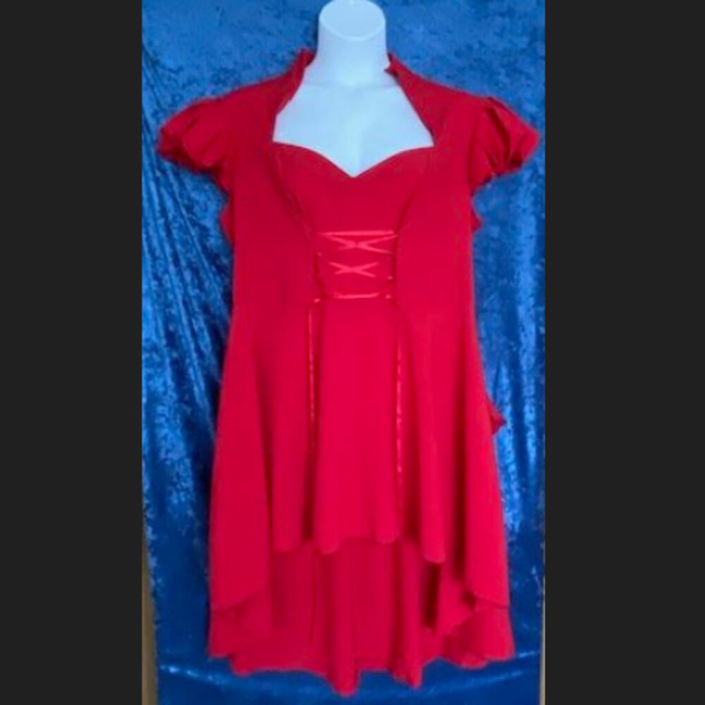 CHIC STAR Red High/Low Dress with cap sleeves, Renn Faire feel, Plus size 20